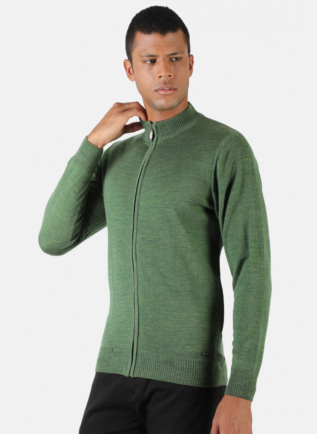 Men Olive Solid Pullover