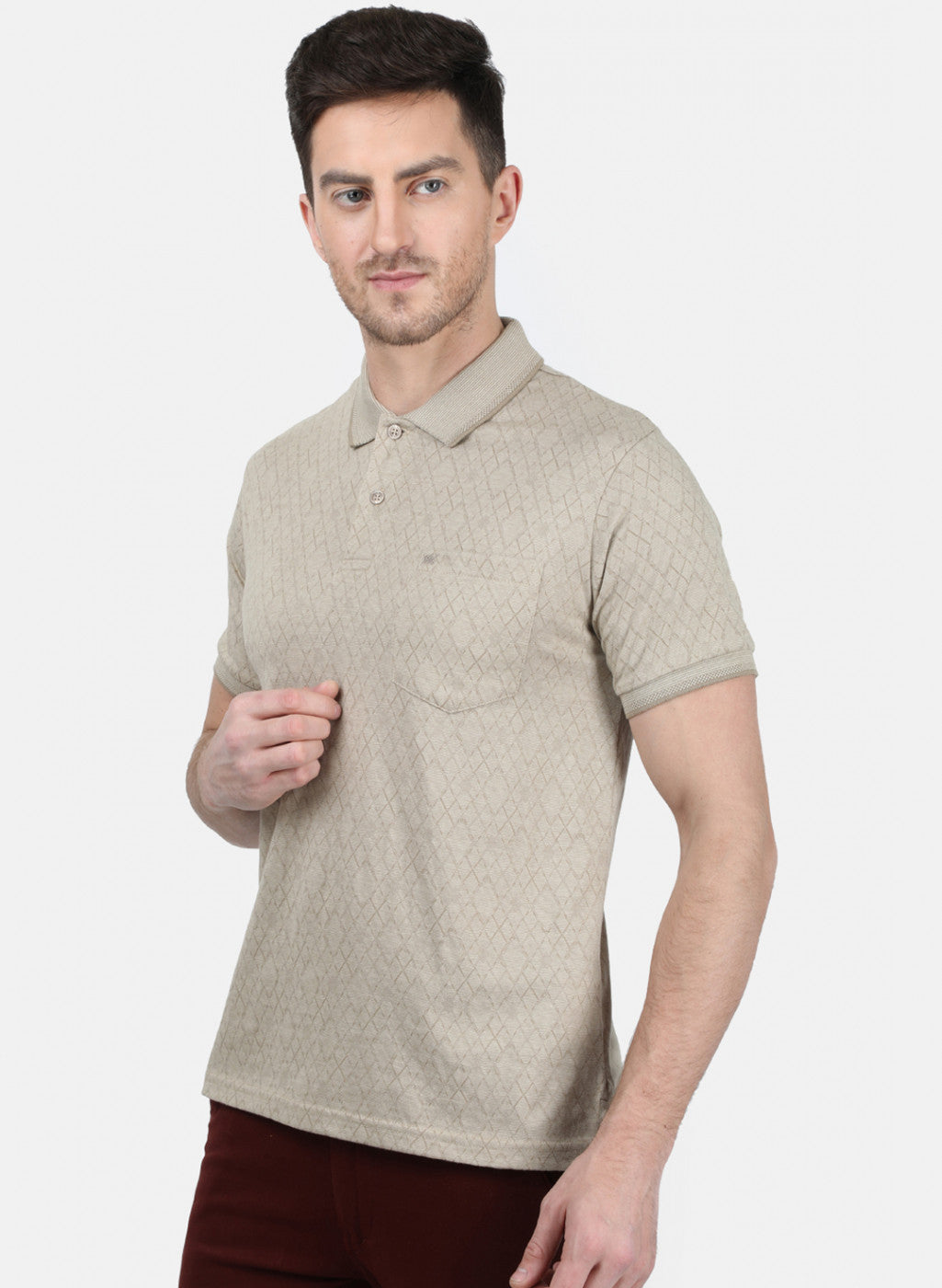 Mens Beige Stripe T-Shirt