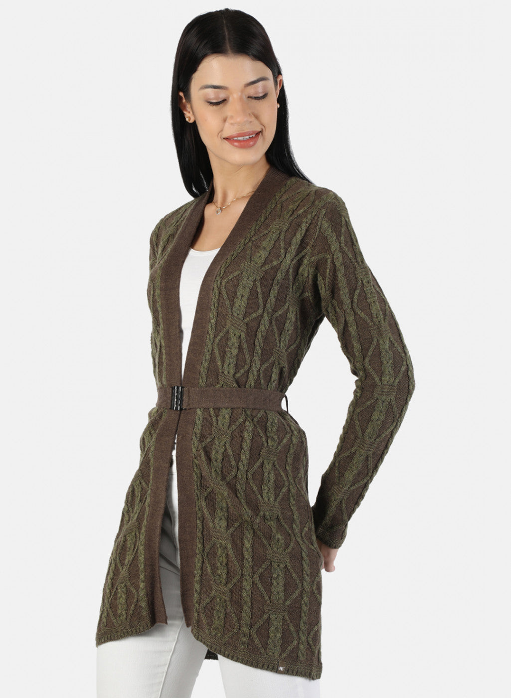 Women Green Solid Cardigan