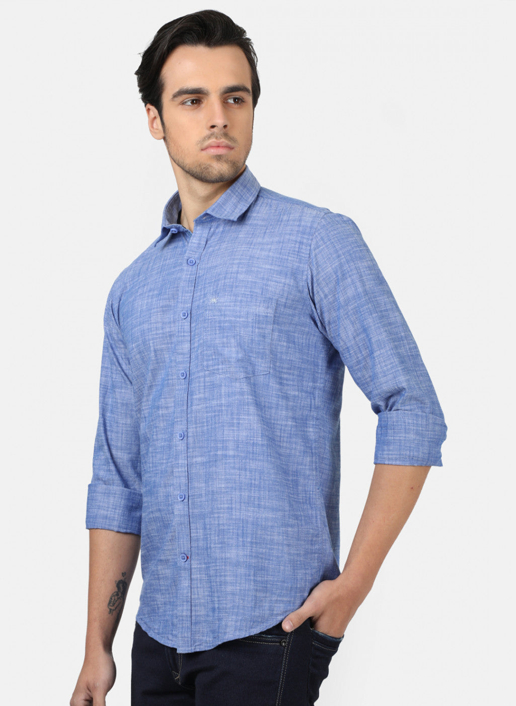 Men Blue Solid Shirts