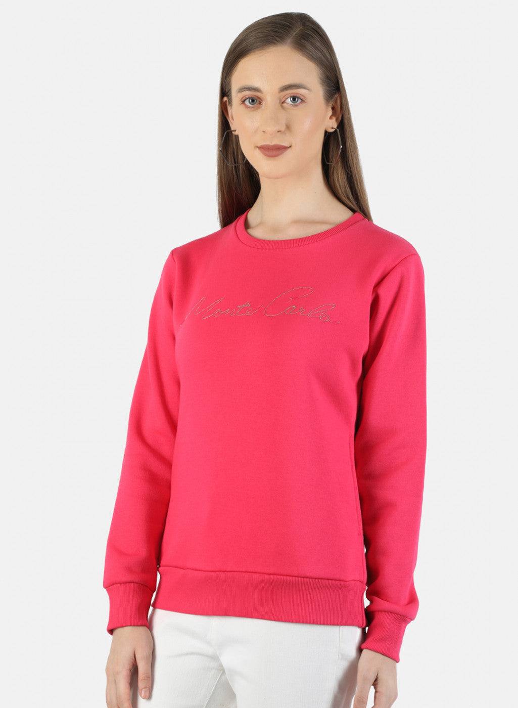 Women Pink Embroidered Sweatshirt