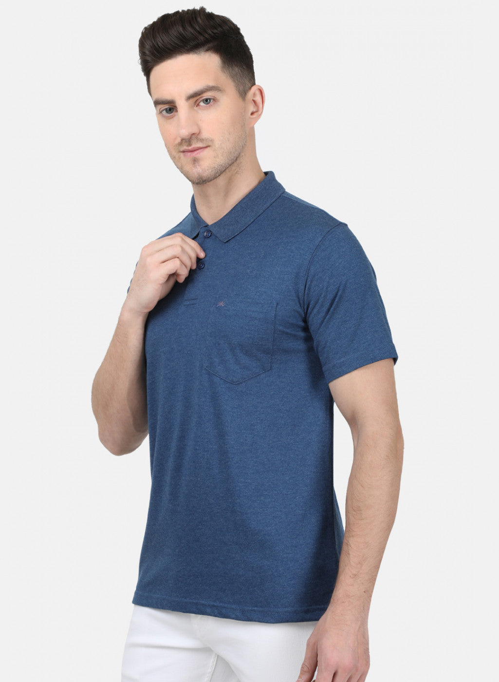 Mens Blue Plain T-Shirt