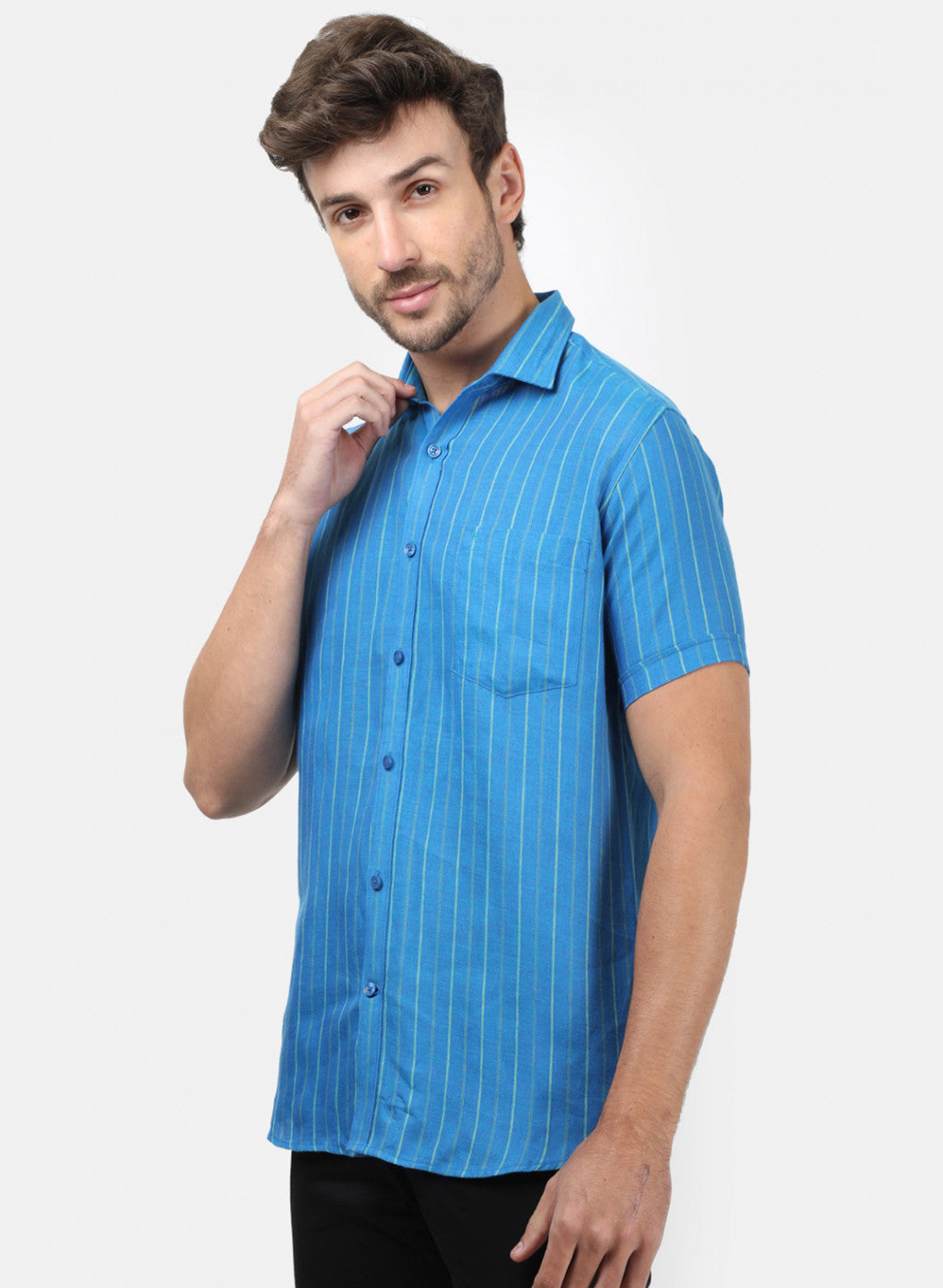 Men Blue Stripe Shirts