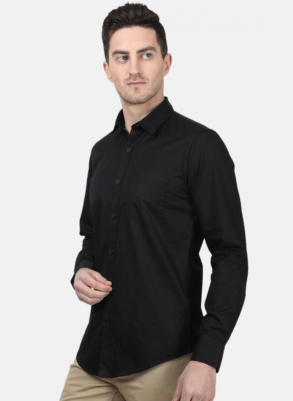 Mens Jet Black Solid Shirts