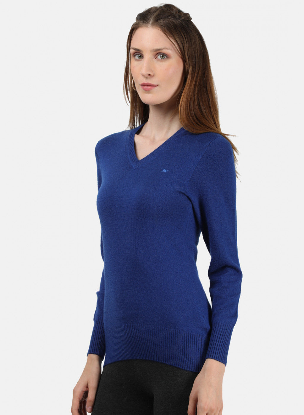 Women Royal Blue V Neck Top