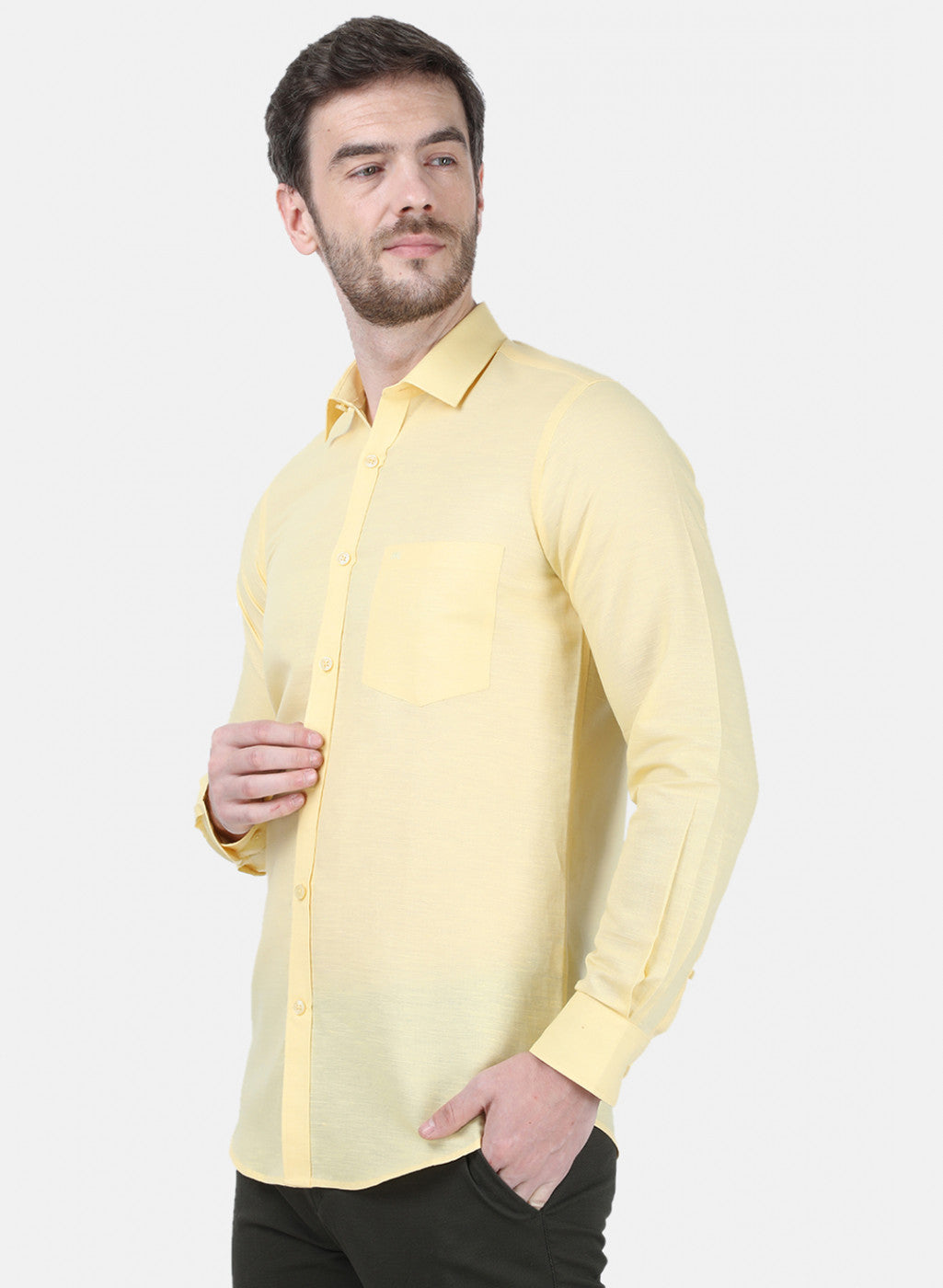 Mens Yellow Solid Shirt