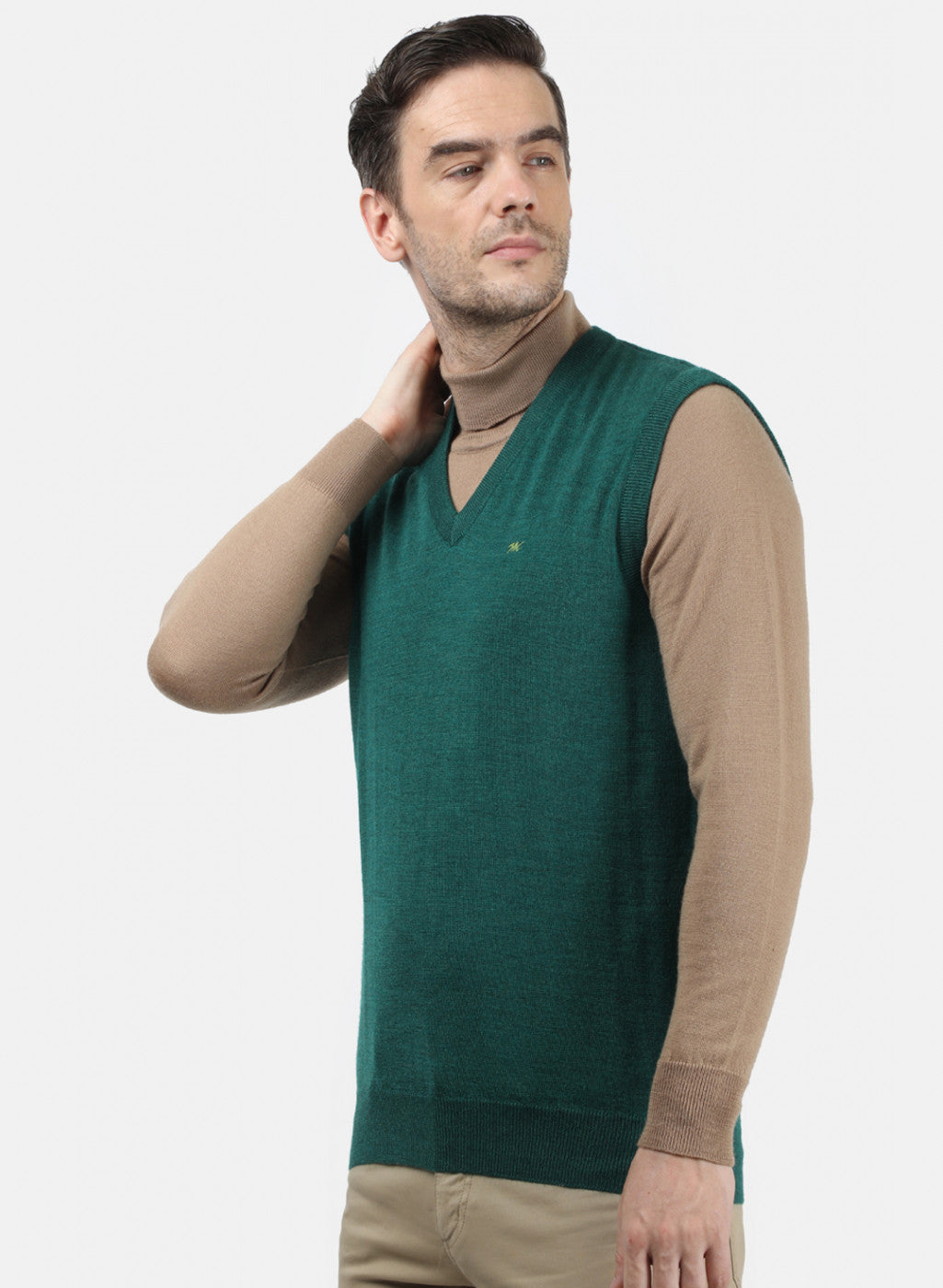 Men Green Solid Sweater