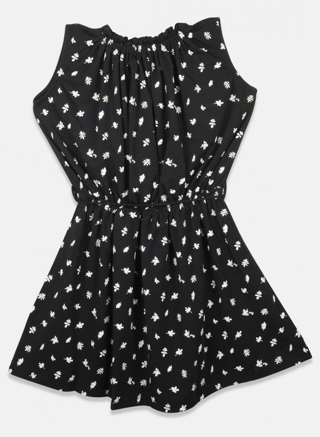 Girls Black Printed Dress