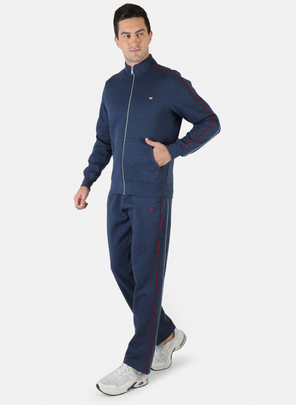 Men NAvy Blue Plain Tracksuit