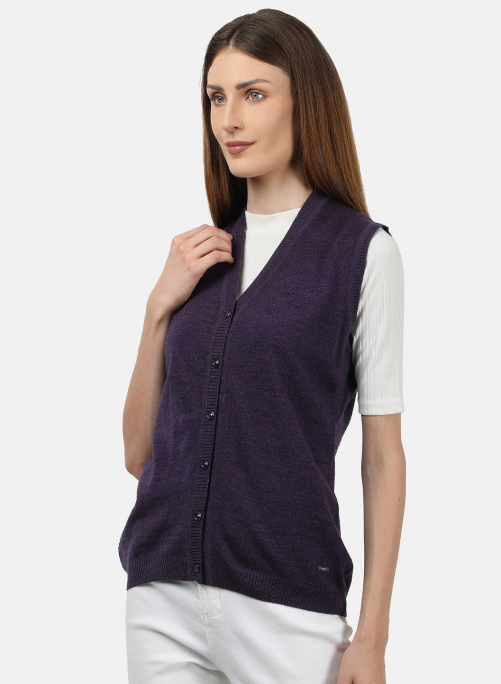 Women Purple Solid Cardigan