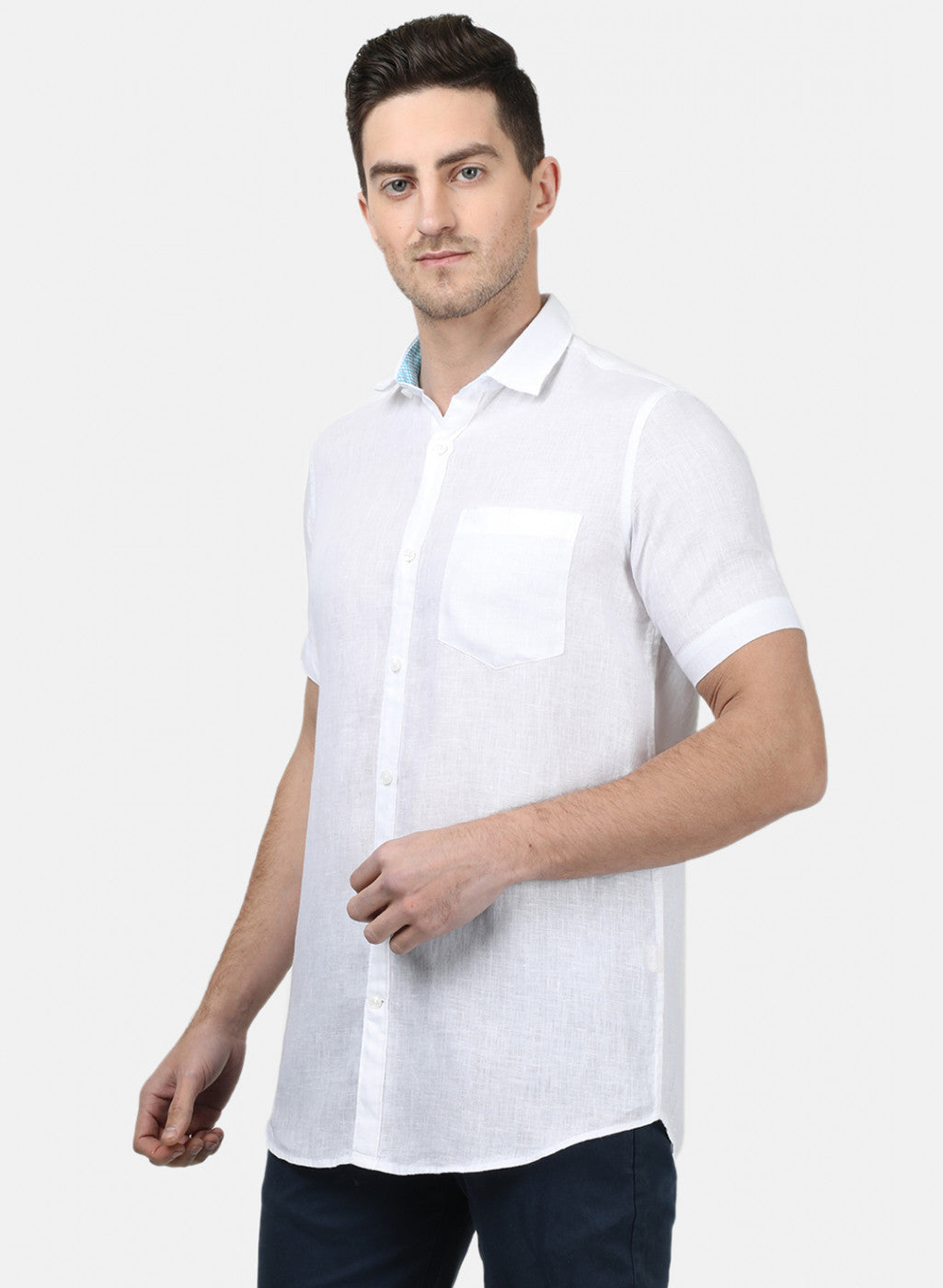 Mens White Solid Shirts