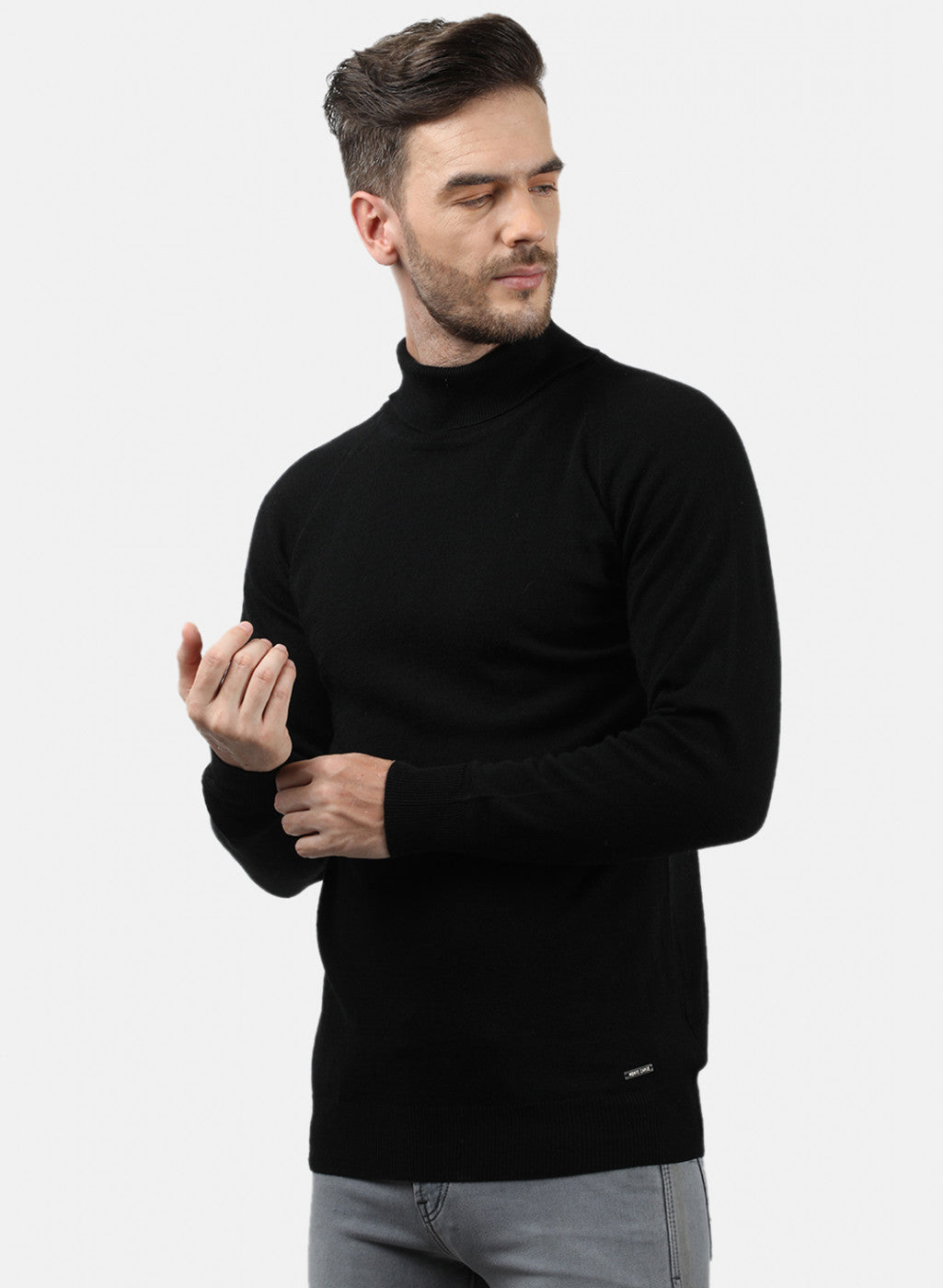 Men Black Solid Pullover