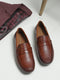 Men Tan Slip on Genuine Leather Loafers