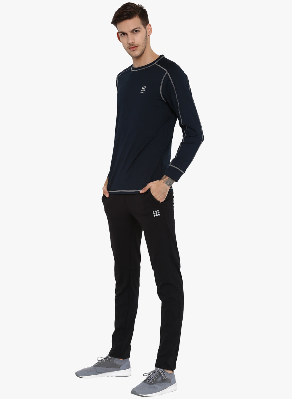 Rockit Navy Blue Round Neck Smart Fit T-Shirt