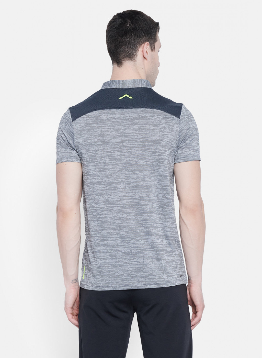 Mens Grey Self Design T-Shirt