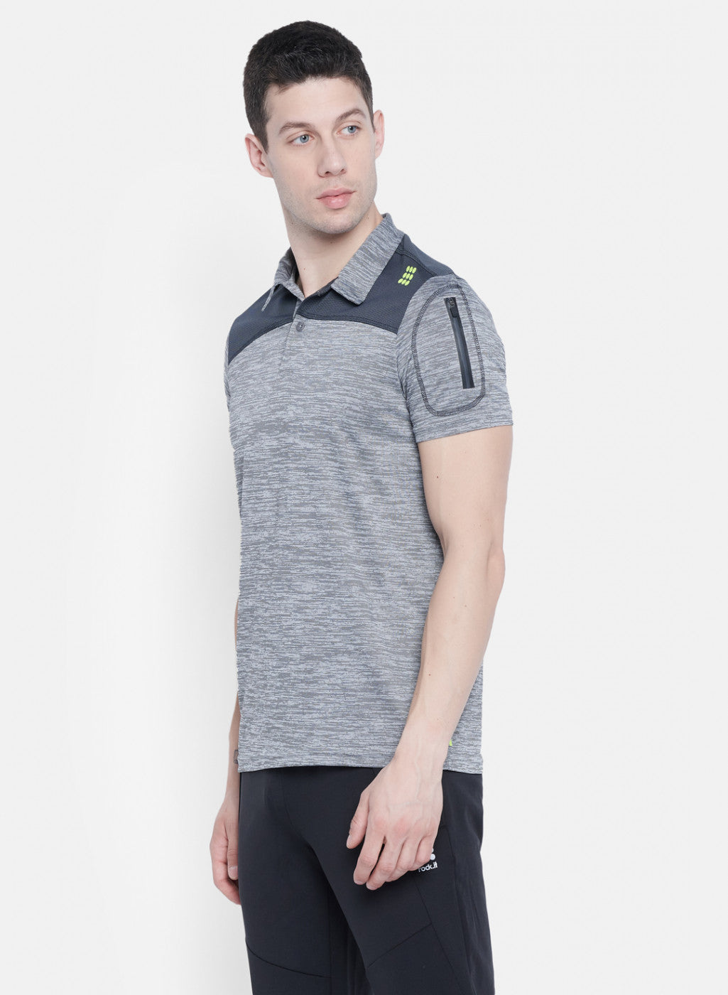 Mens Grey Self Design T-Shirt