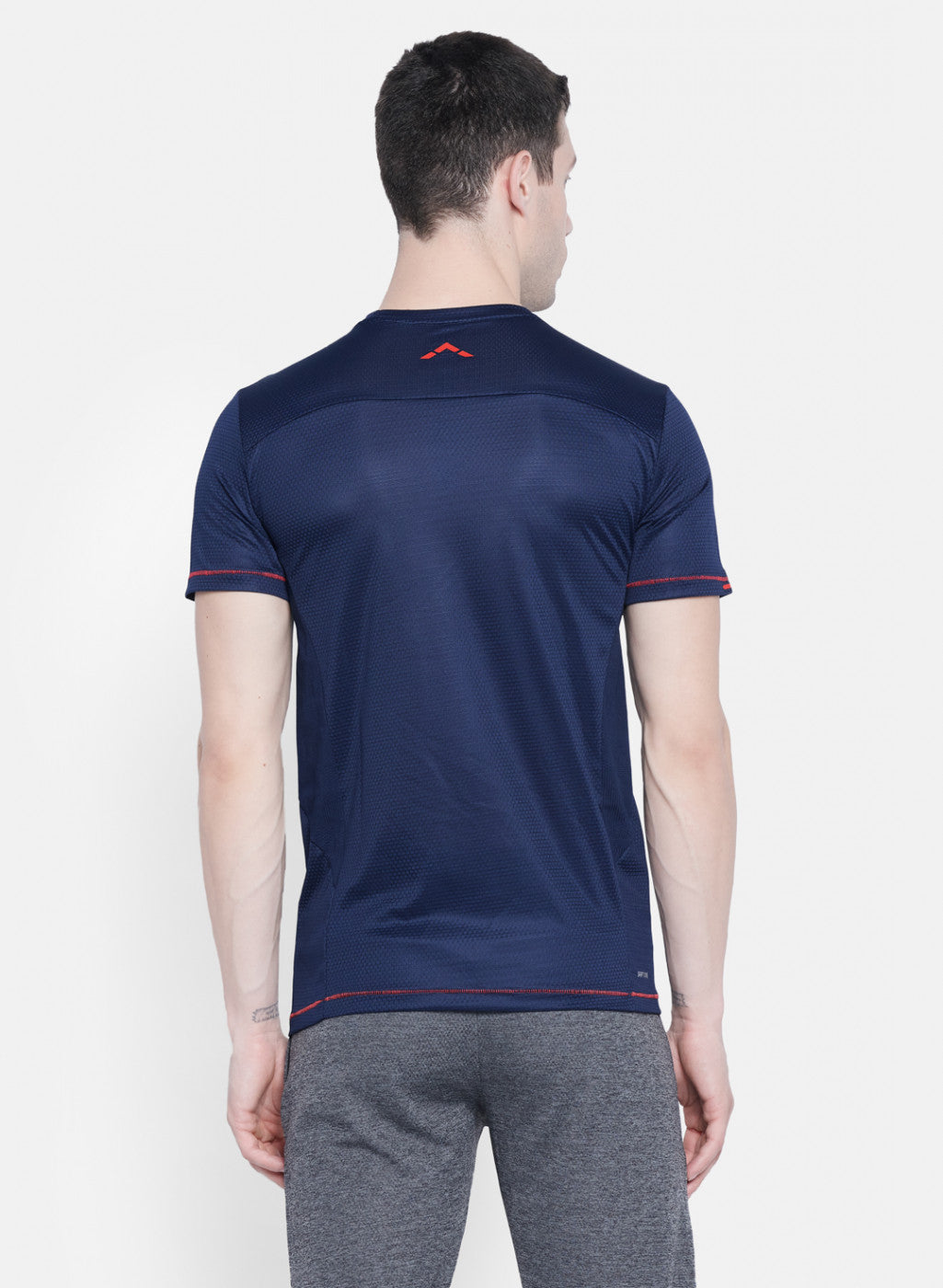 Mens NAvy Blue Self Design T-Shirt