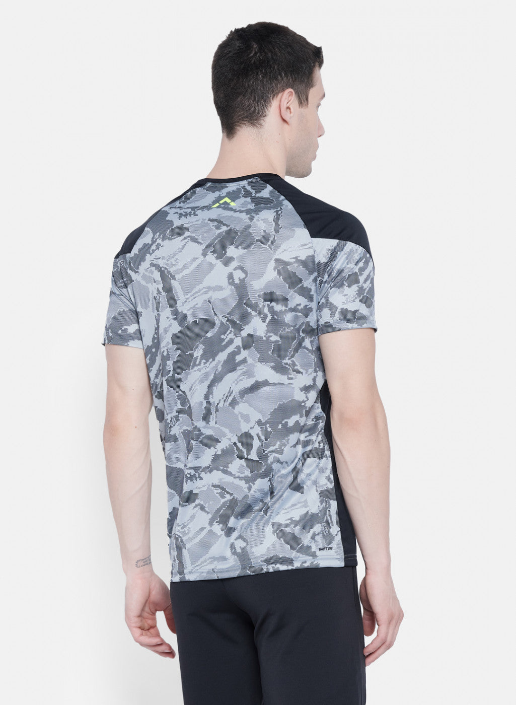 Mens Grey Self Design T-Shirt