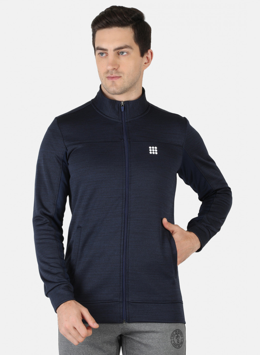 Men Navy Blue Solid Sweatshirt