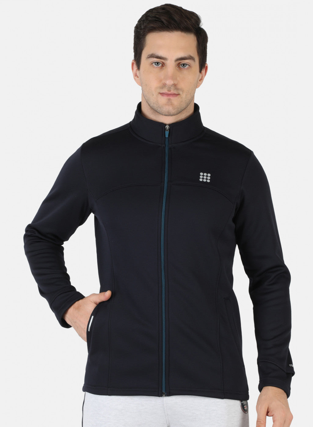 Navy Regular Fit Full Sleeve Collar Neck Sweatshirt