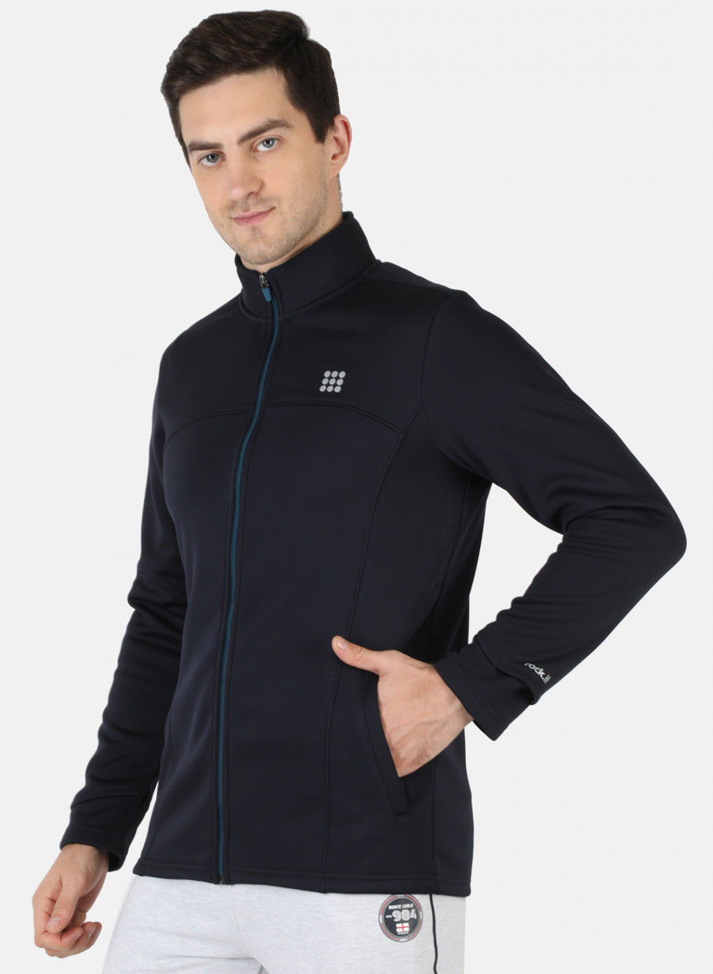 Navy Regular Fit Full Sleeve Collar Neck Sweatshirt