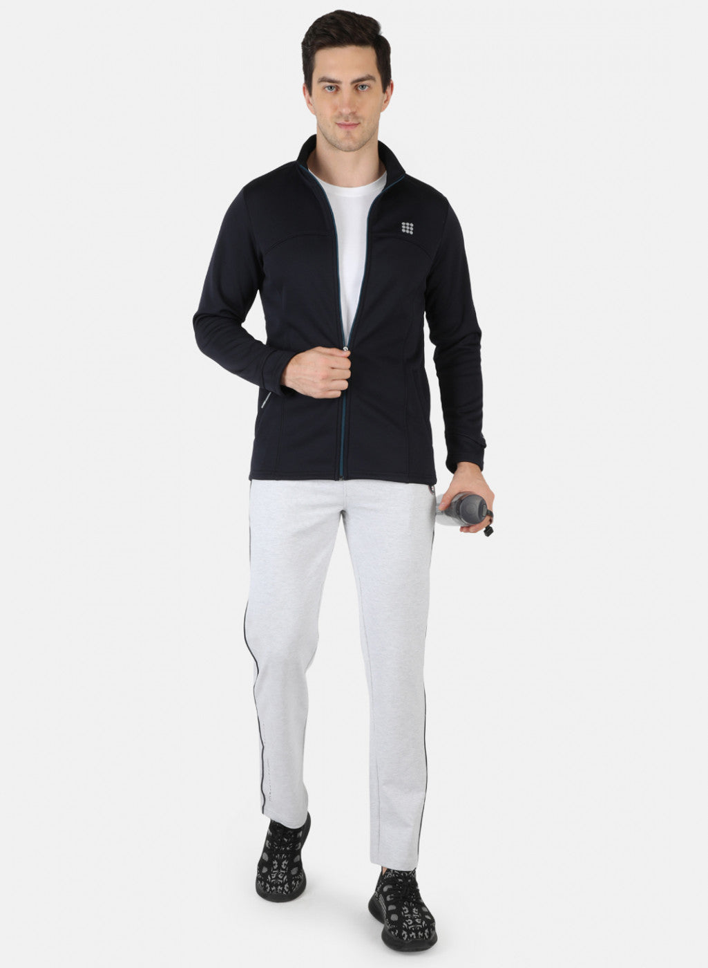 Navy Regular Fit Full Sleeve Collar Neck Sweatshirt