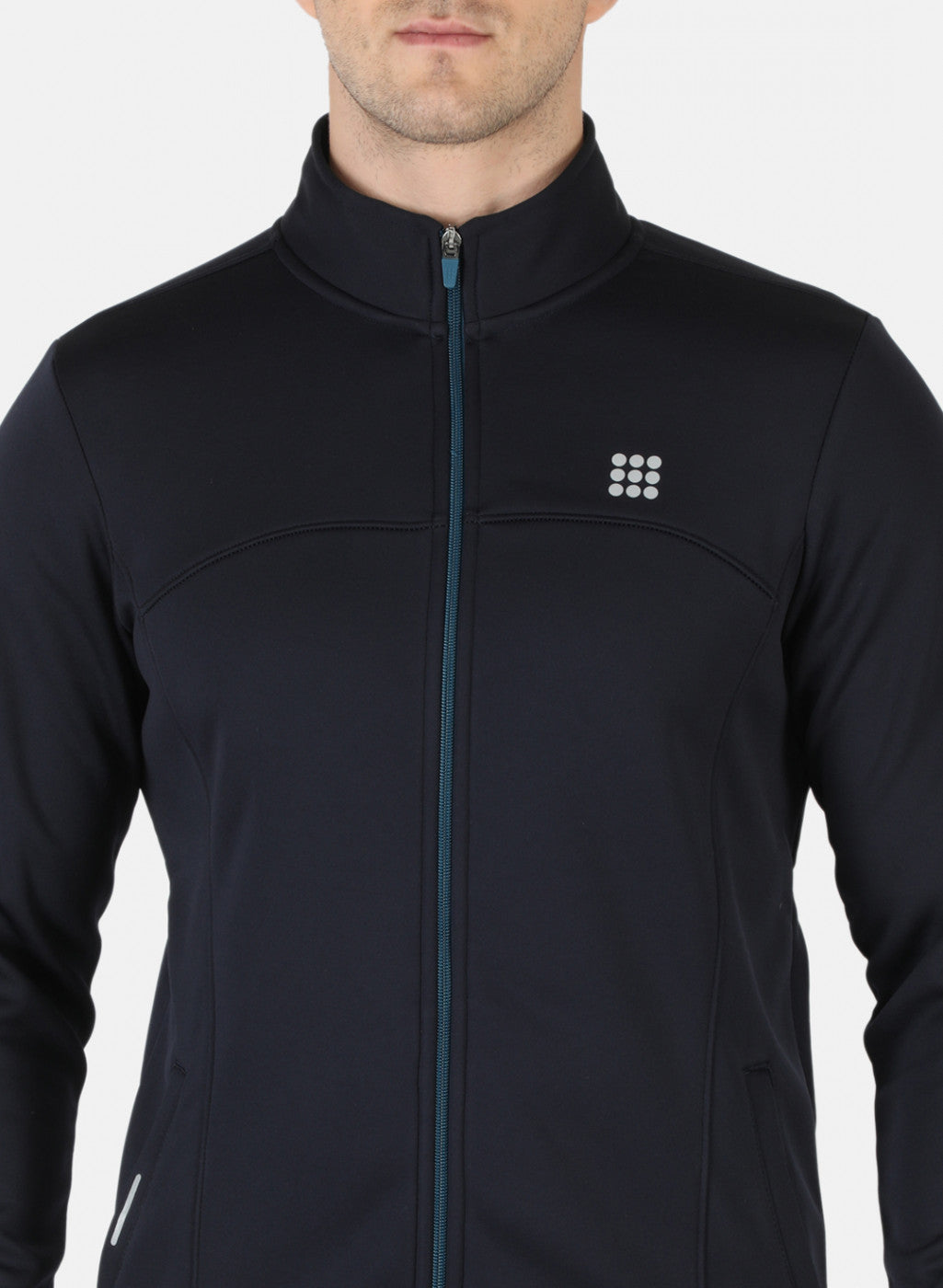 Navy Regular Fit Full Sleeve Collar Neck Sweatshirt