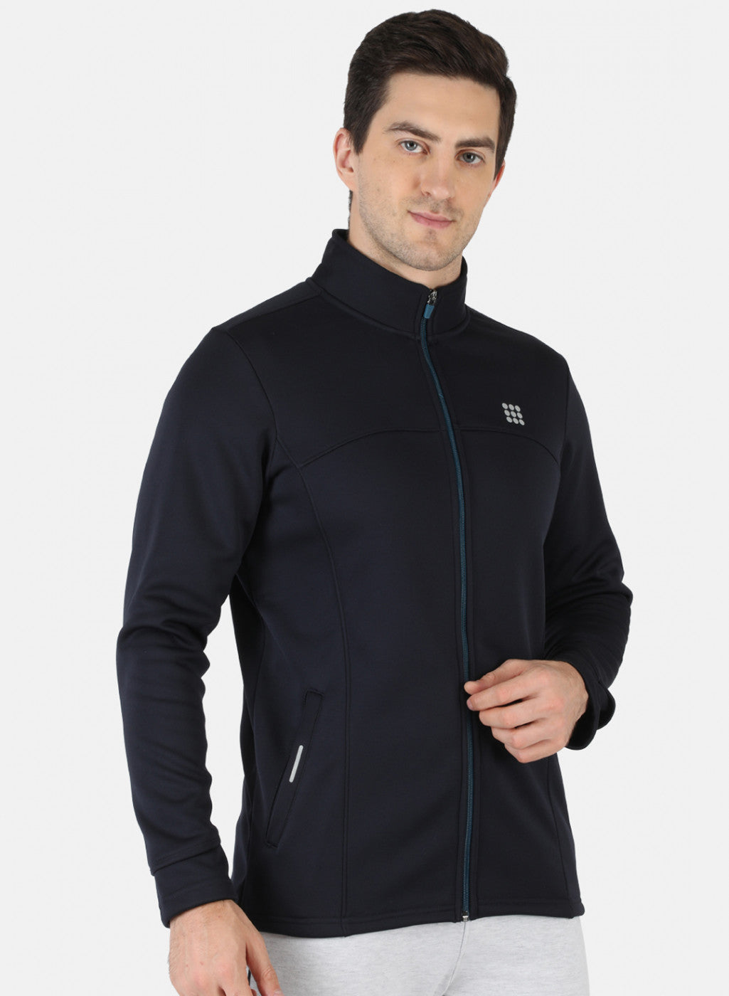 Navy Regular Fit Full Sleeve Collar Neck Sweatshirt