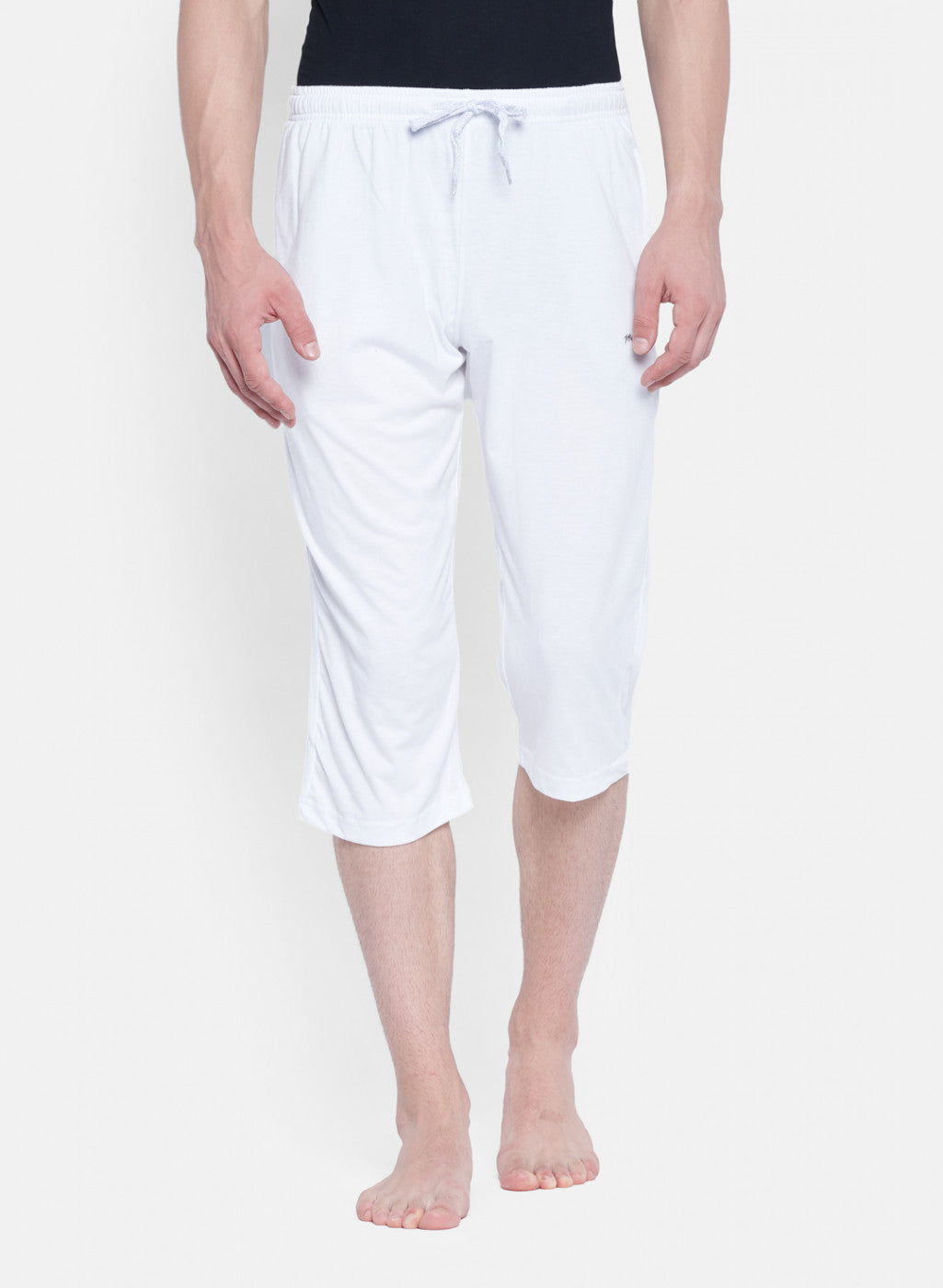 Mens White Plain Capri