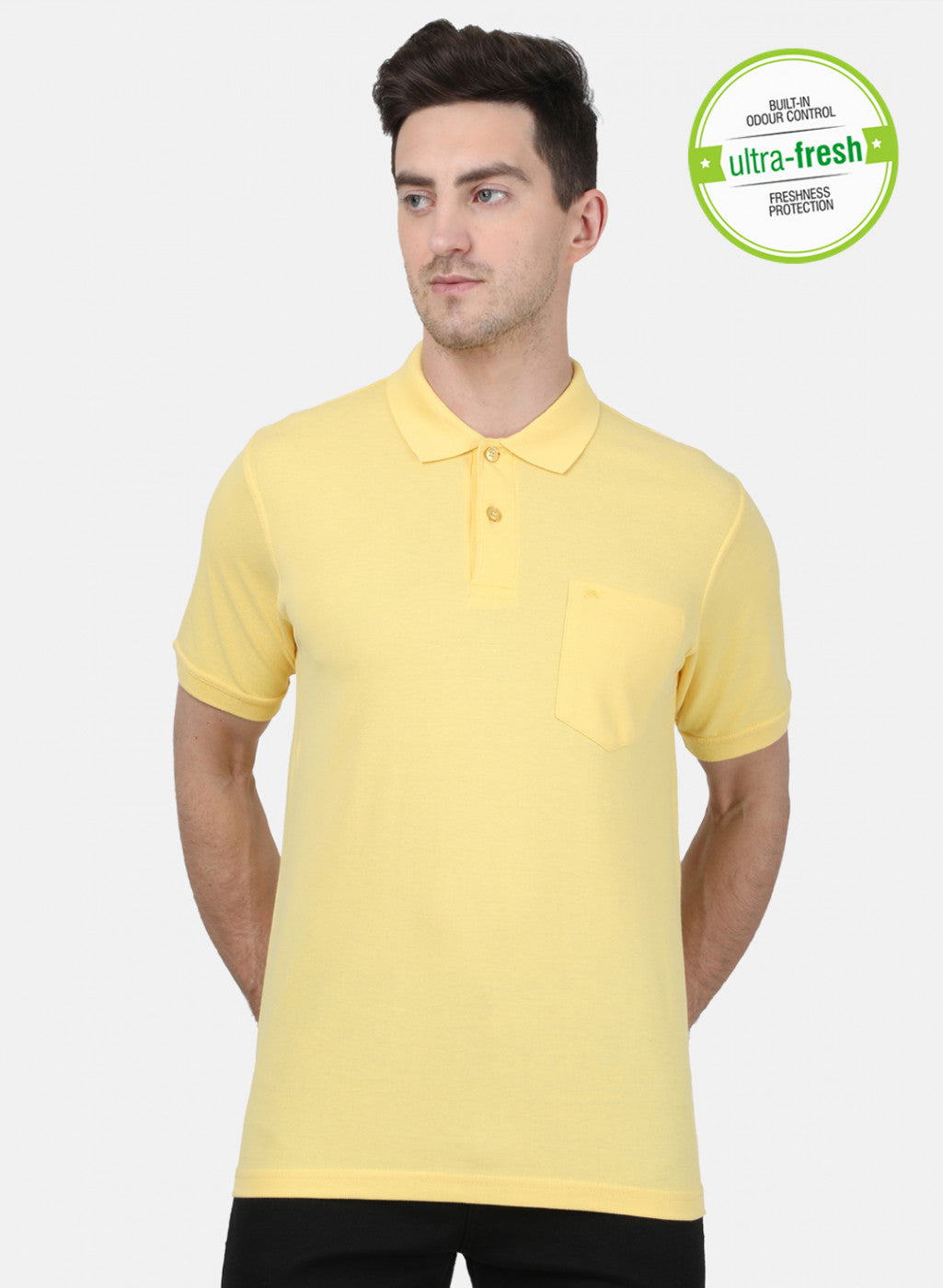 Mens Yellow Plain T-Shirt