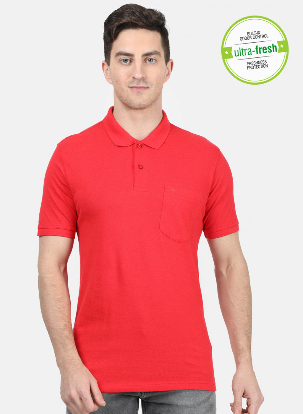 Mens Red Plain T-Shirt