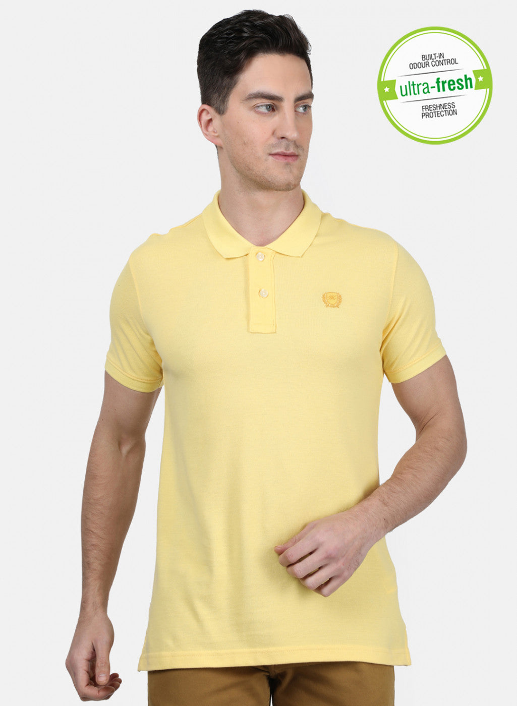 Mens Yellow Plain T-Shirt