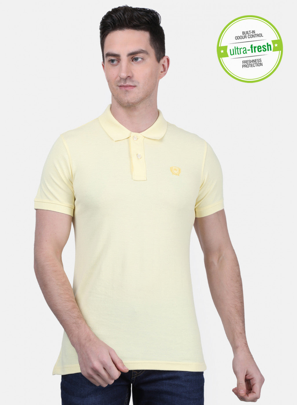 Mens Yellow Plain T-Shirt