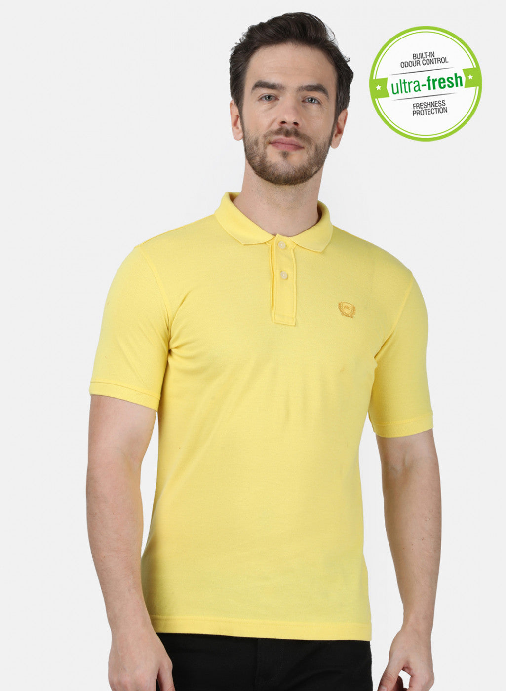 Mens Yellow Plain T-Shirt