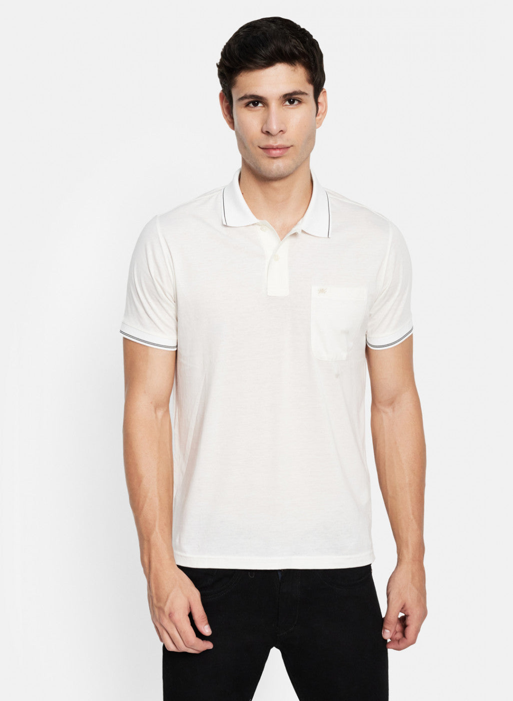 Men White Plain T-Shirt