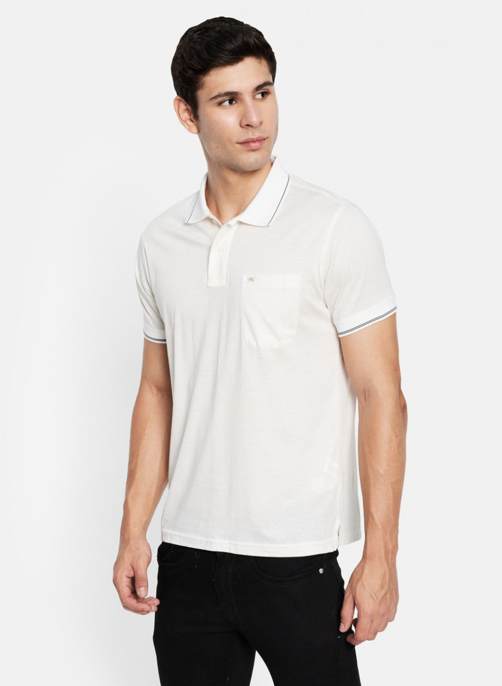 Men White Plain T-Shirt