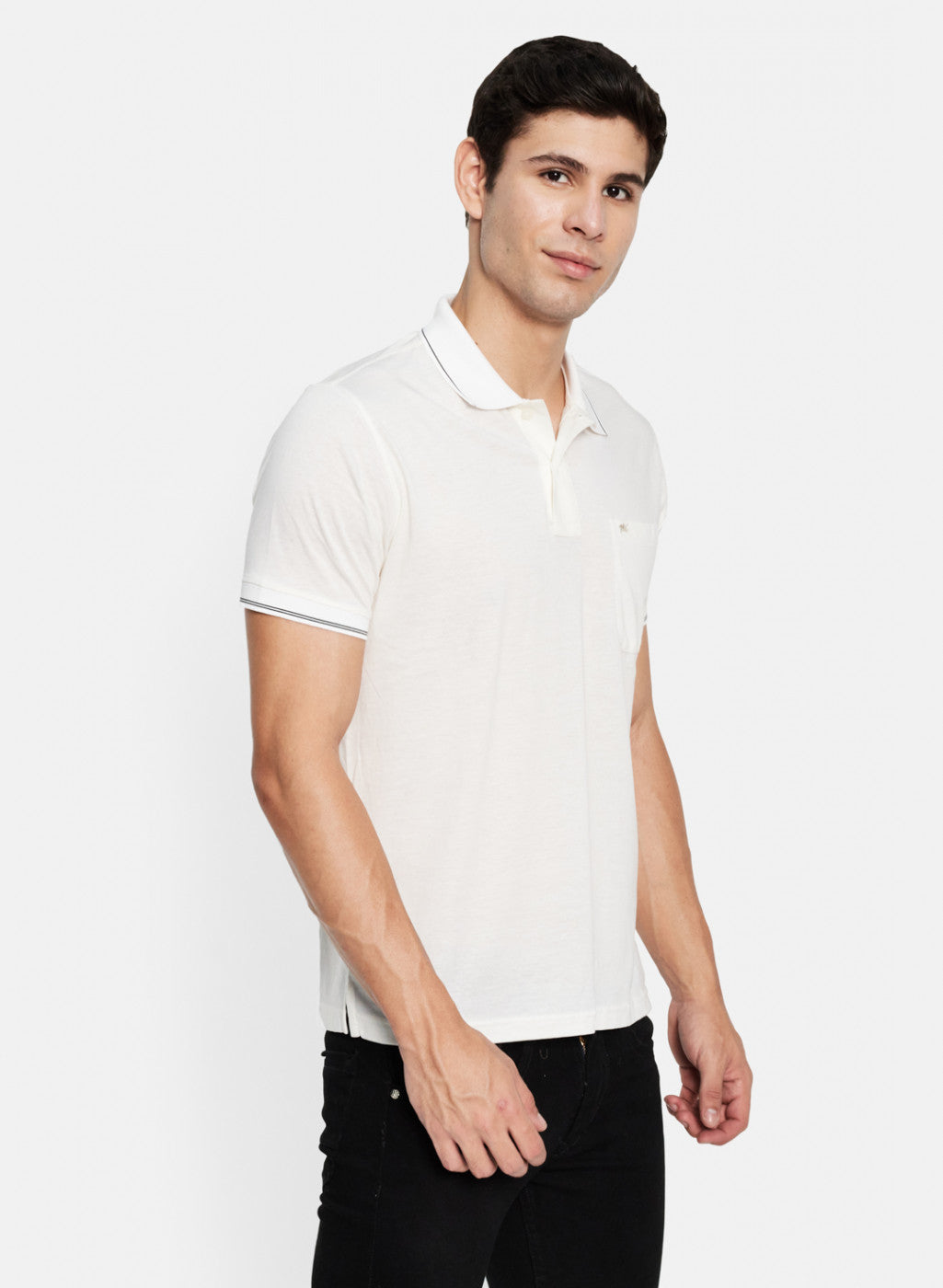 Men White Plain T-Shirt