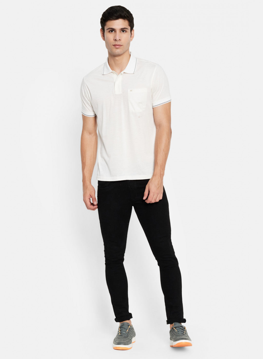 Men White Plain T-Shirt