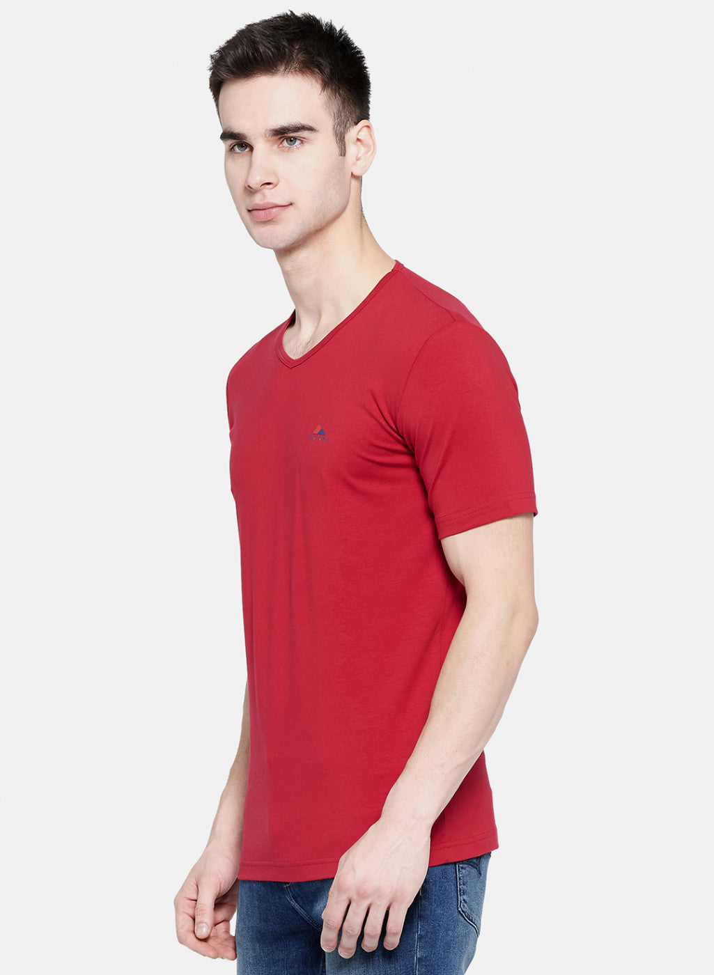 Mens Red Plain T-Shirt