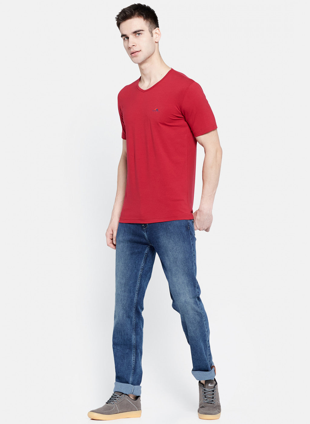 Mens Red Plain T-Shirt