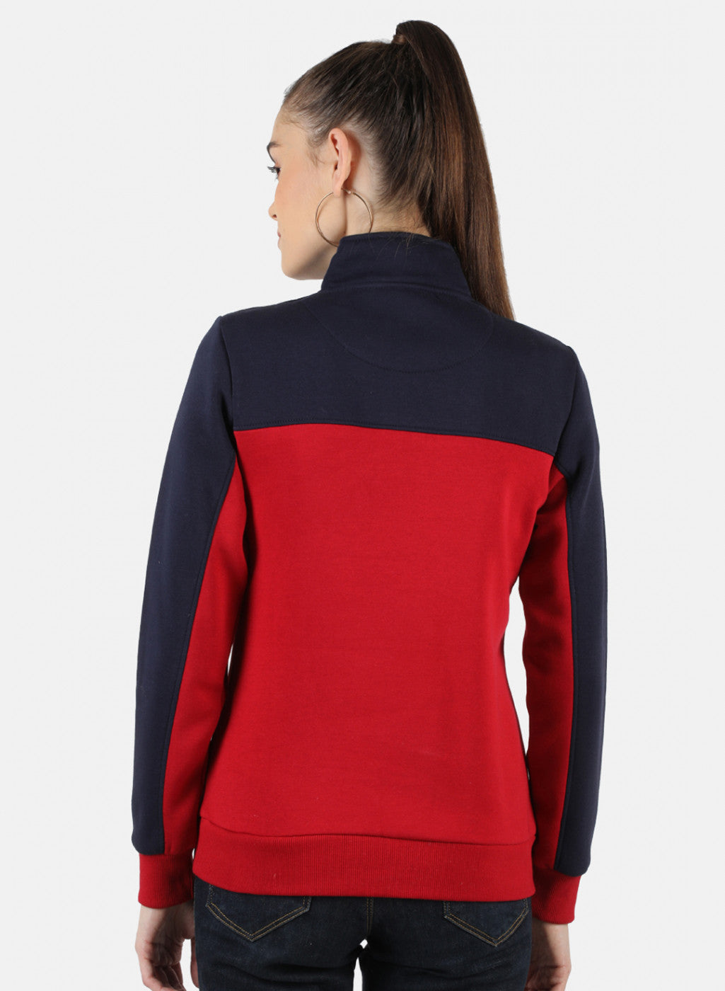 Women Navy Blue Solid Sweatshirt