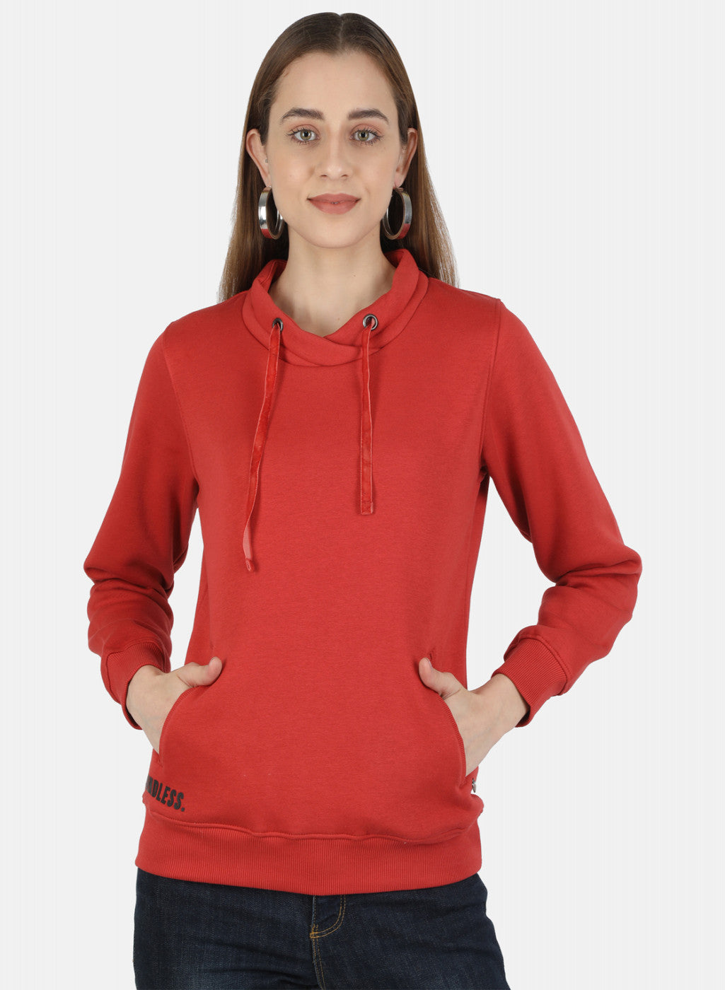 Women Orange Solid Sweatshirt