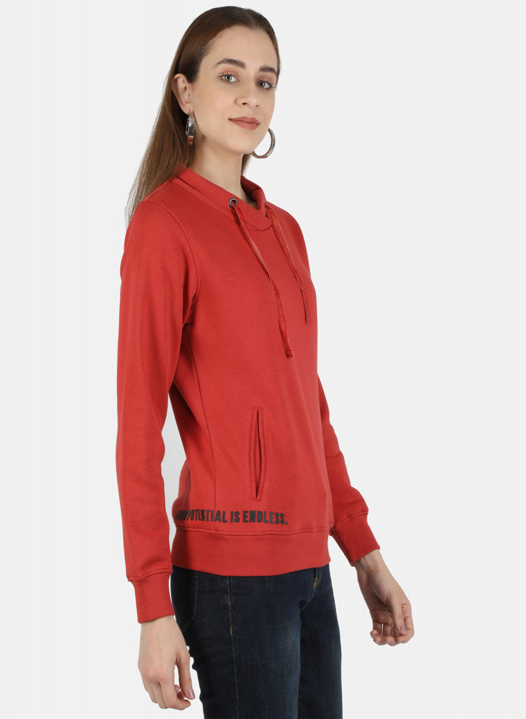 Women Orange Solid Sweatshirt