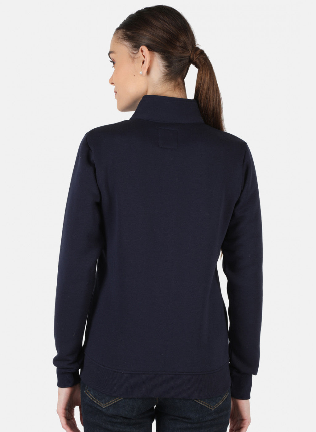 Women Navy Blue Printed Sweatshirt