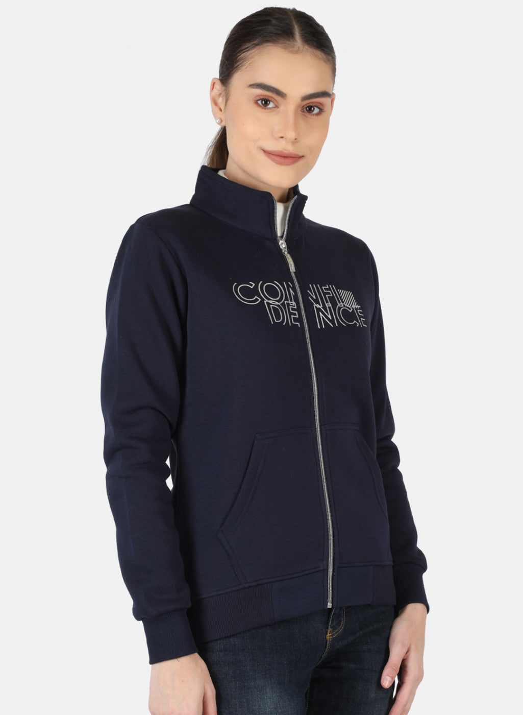 Women Navy Blue Printed Sweatshirt