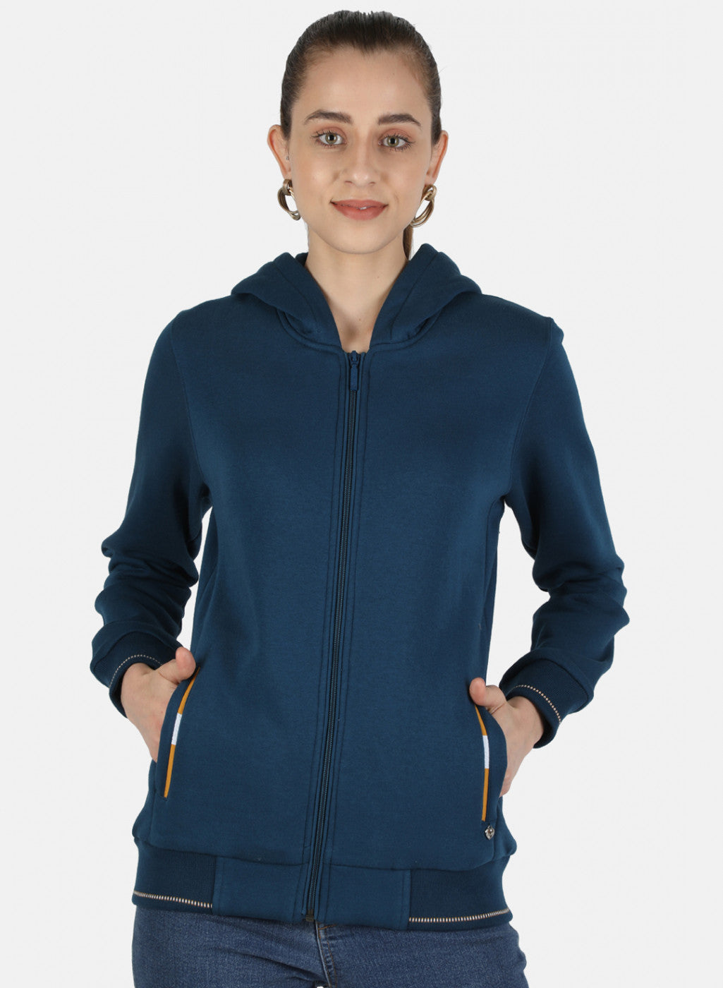 Women Blue Solid Sweatshirt