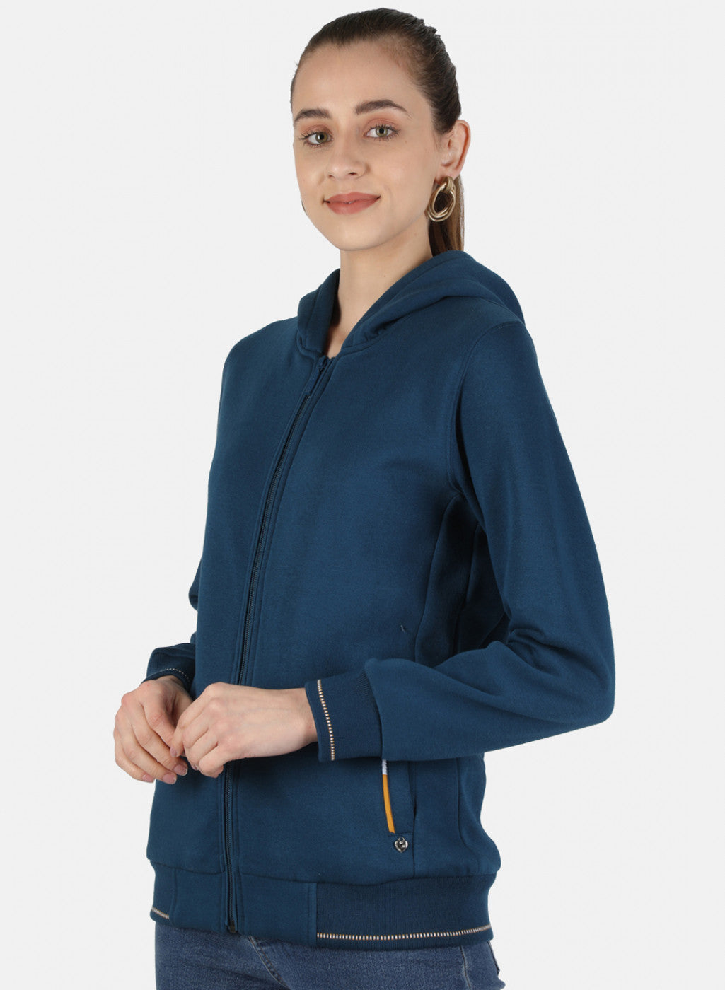 Women Blue Solid Sweatshirt