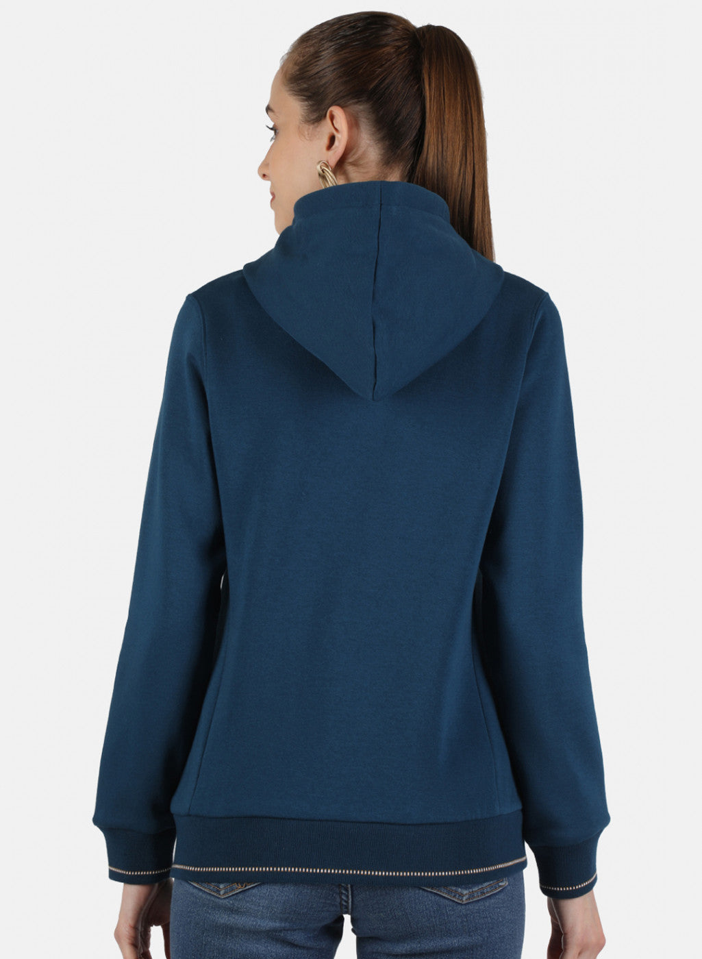 Women Blue Solid Sweatshirt