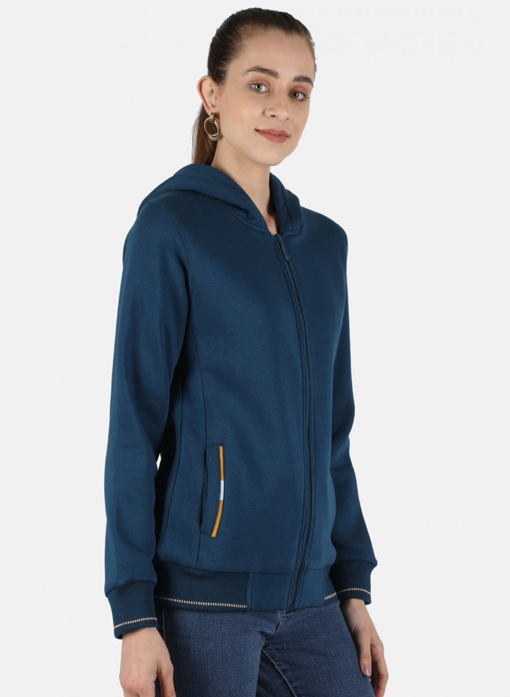 Women Blue Solid Sweatshirt