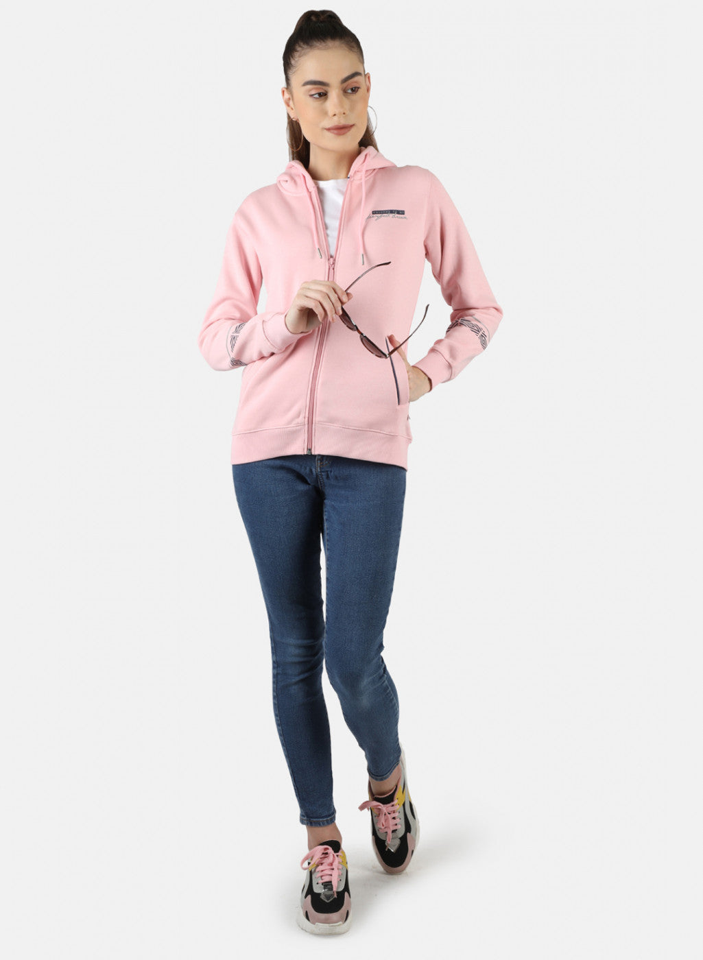 Women Pink Solid Sweatshirt